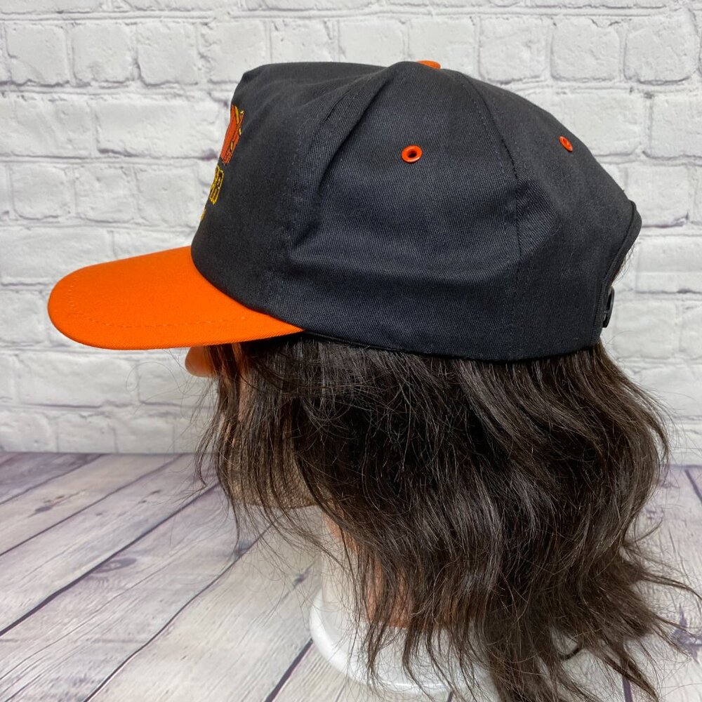 Vintage K Products Farmer Hat Cap Snapback Black Orange The Pioneer Calgary - Picture 2 of 9